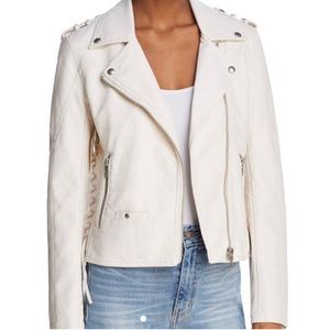 Blank NYC white lace up leather jacket